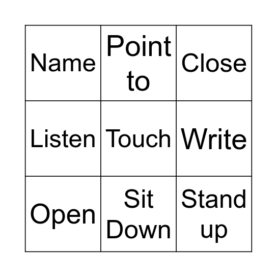 Week 1 Vocaublary Bingo Card