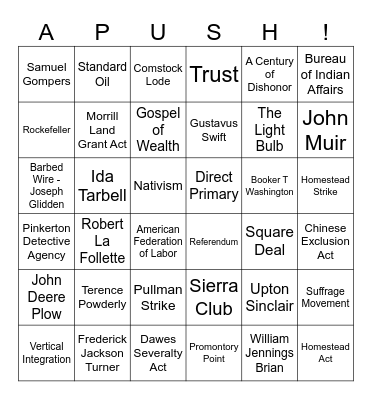 Unit 6 - APUSH Bingo Card