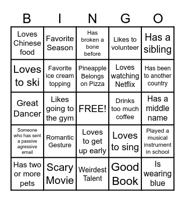 FUN FUN FUN ! Bingo Card