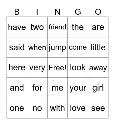 Q3 sight words Bingo Card
