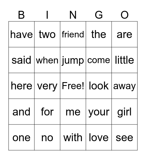 Q3 sight words Bingo Card