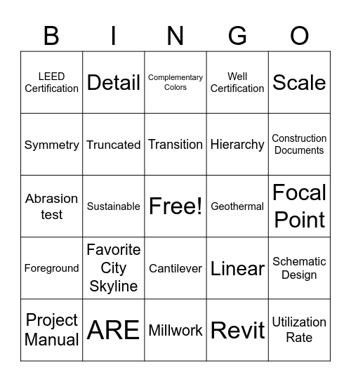 Architecture & Interior Design bingo Card