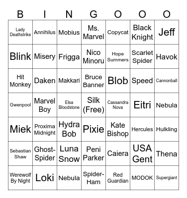 Series Drop Bingo Card