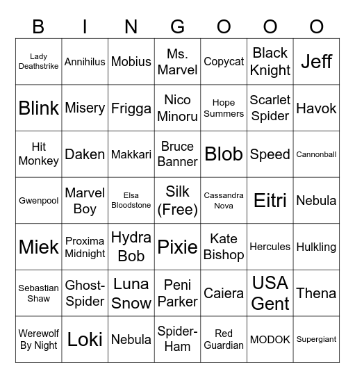 Series Drop Bingo Card