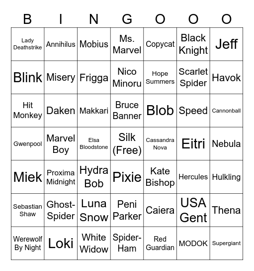 Series Drop Bingo Card