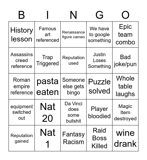 Untitled Bingo Card