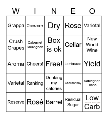 Wine! Bingo Card