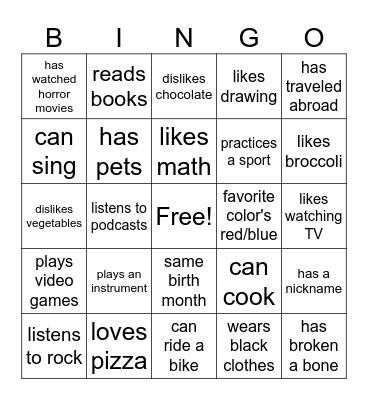 Human Bingo Card