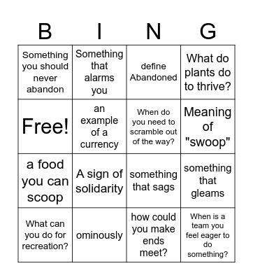 Travel Bug  Bingo Card