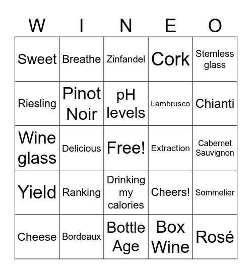 Wine! Bingo Card