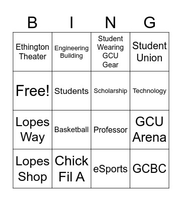 Thunder Bingo Card