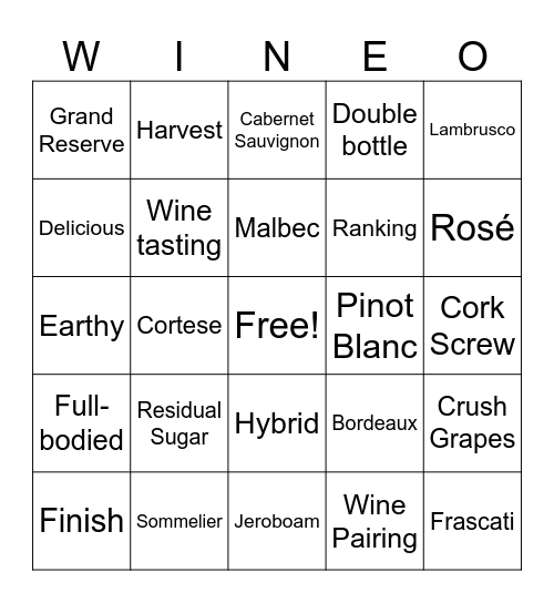 BKO WINEO Bingo Card