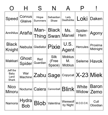 Series Drop Bingo Card