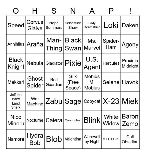 Series Drop Bingo Card