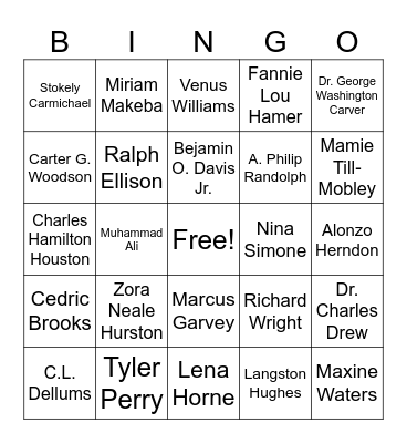 Black History Bingo Card
