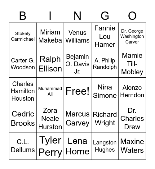 Black History Bingo Card