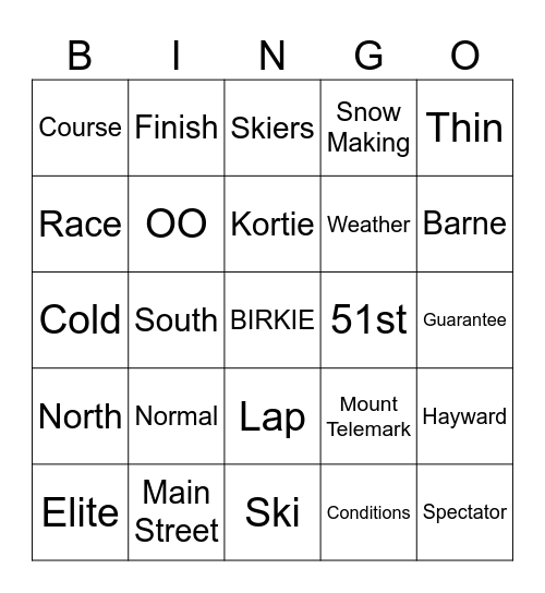 Birkie Bingo 2 2025 Bingo Card
