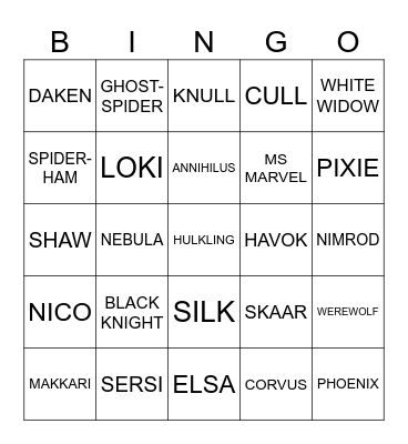 SNAP DROP Bingo Card