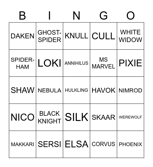 SNAP DROP Bingo Card