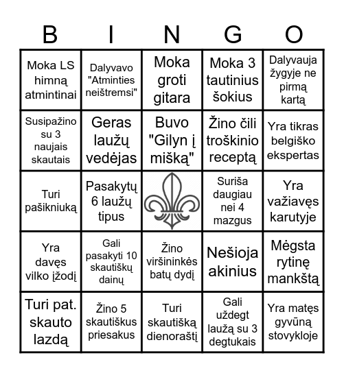 Parašyk skautą, kuris : Bingo Card