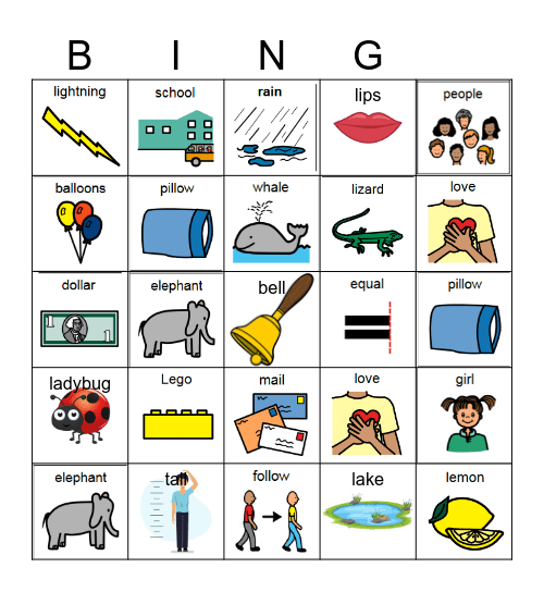 L Sound Bingo Card
