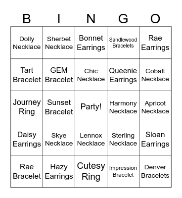 Park Lane BLINGO BINGO Card