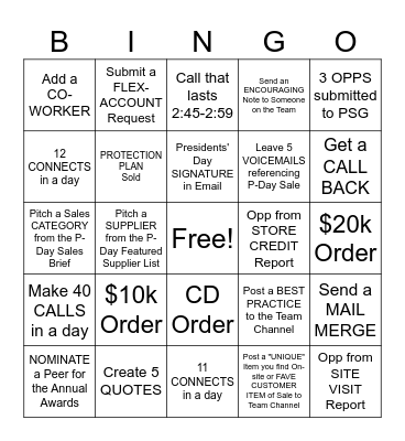 ♥ Presidents' Day Sale Bingo ♥ Bingo Card
