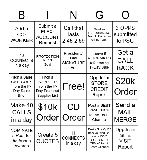 ♥ Presidents' Day Sale Bingo ♥ Bingo Card