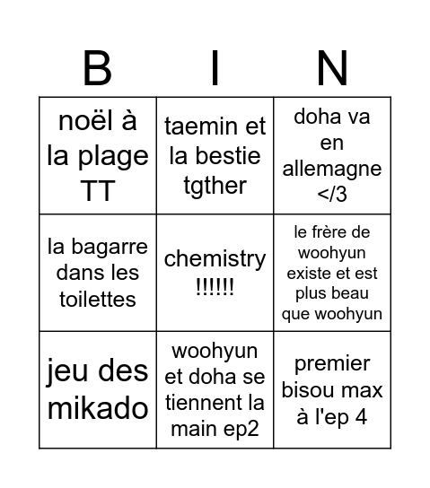 heart stain Bingo Card