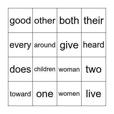 SIPPS Sight Words (46-55) Bingo Card