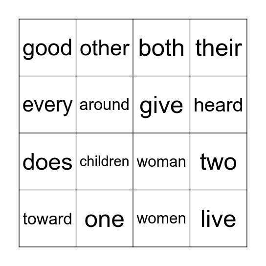 SIPPS Sight Words (46-55) Bingo Card