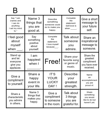 SELF-LOVE Bingo Card