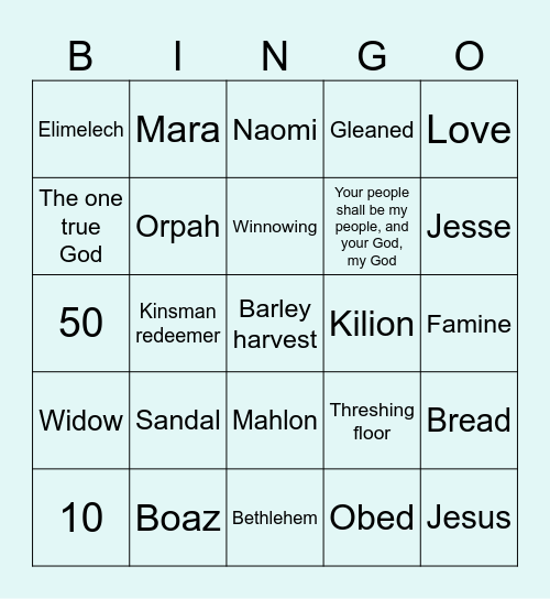 The Book of Ruth Bingo Card