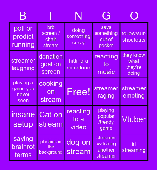 Twitch Bingo Card