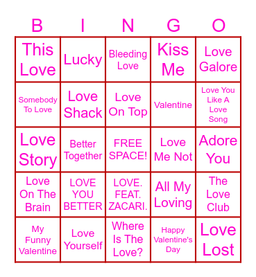 Valentine's BINGO Card