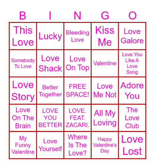Valentine's BINGO Card