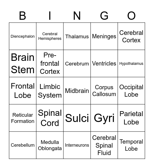 Brain Bingo Card
