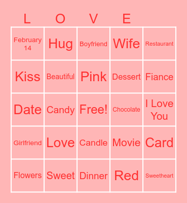 ASL Valentine's Day Bingo Card