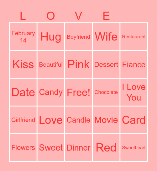 ASL Valentine's Day Bingo Card