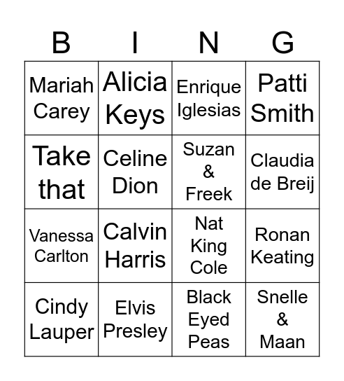 Valentine's muziek bingo Card