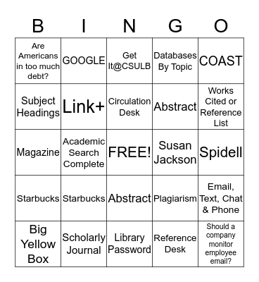 Library BINGO Card