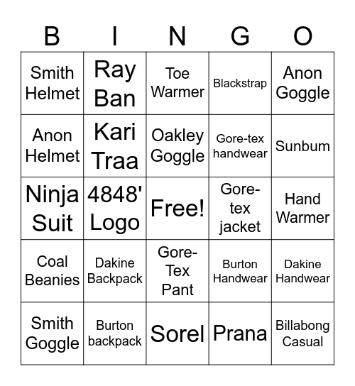 4848' Shop Bingo Card