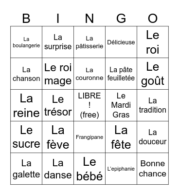 GALETTE DES ROIS Bingo Card