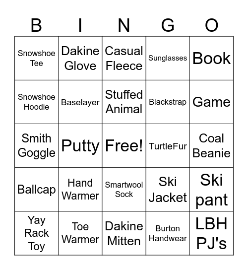 Mtn Kids Bingo Card
