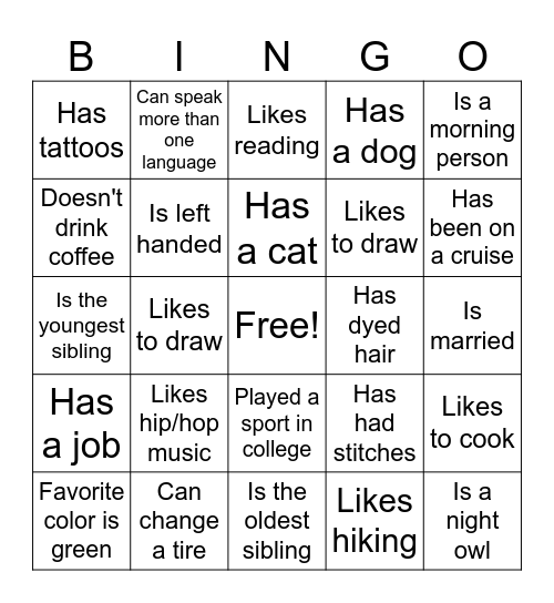 Find Someone Who... Bingo Card