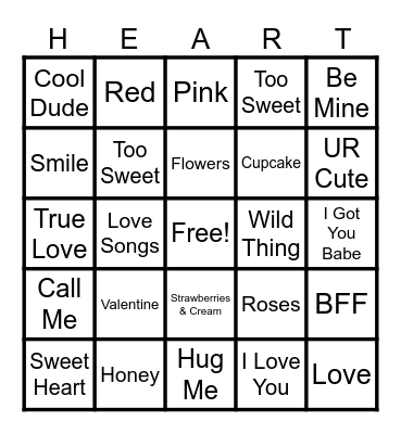 Valentine Bingo Card