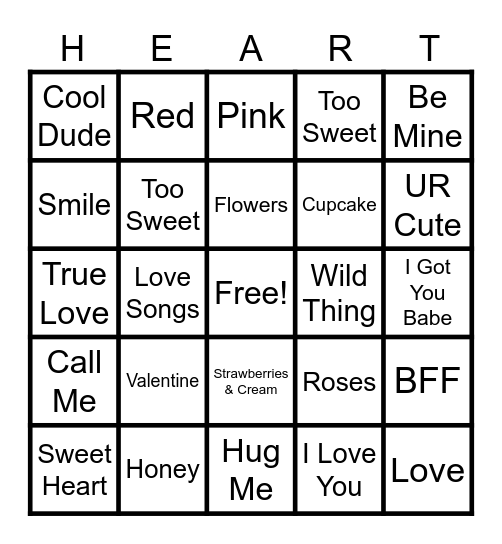 Valentine Bingo Card