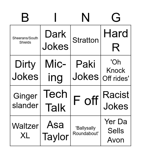 Funfair Banter Bingo Card