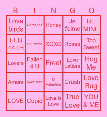 VDAY BINGO Card