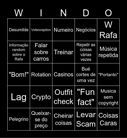WINDOH BINGO 2025 Bingo Card